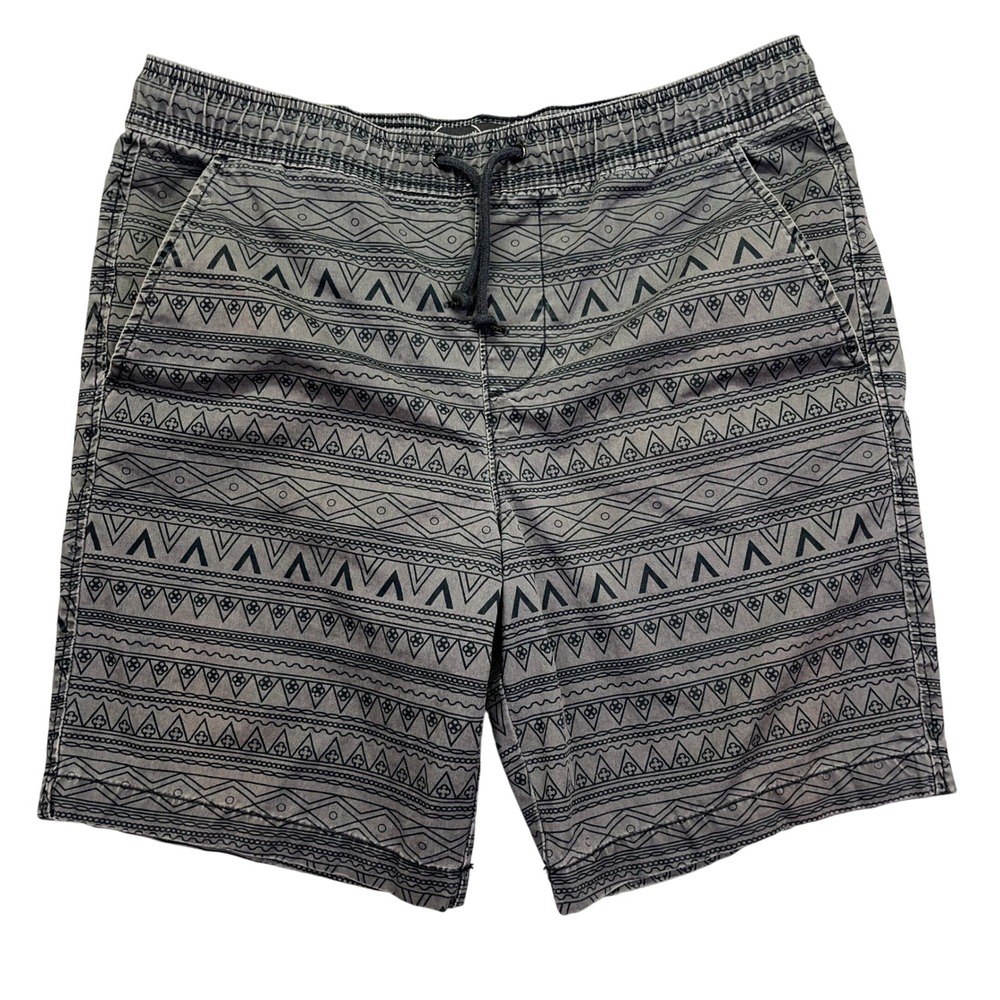 Brooklyn Calling Patterned Shorts Casual Drawstring Waist Gray Mens‎ M Fits 34"